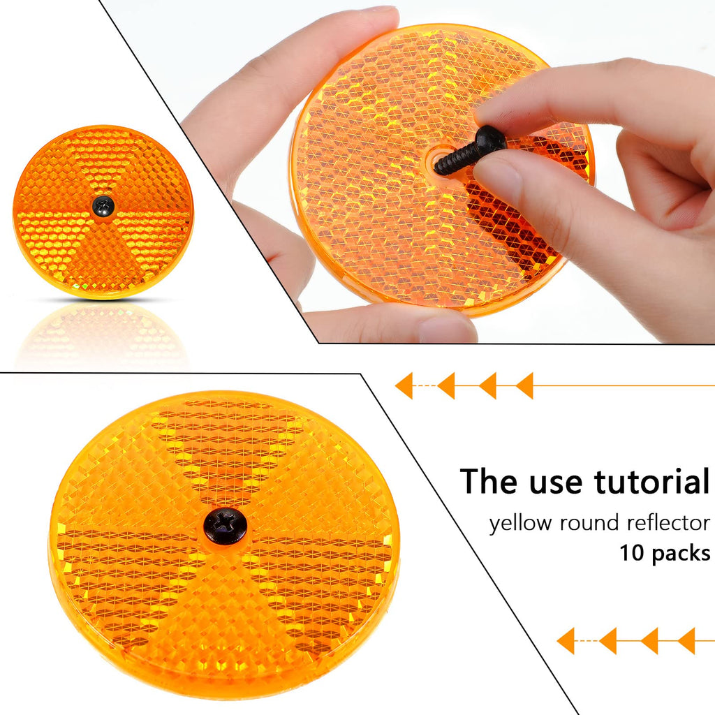 Tallew 10 Pack Front Round Reflector for Driveway Fence Gate Posts Trailers Safety Automobiles Boats Mailboxes Reflector with Center Mounting Hole(White)