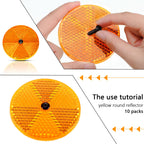 Tallew 10 Pack Front Round Reflector for Driveway Fence Gate Posts Trailers Safety Automobiles Boats Mailboxes Reflector with Center Mounting Hole(White)