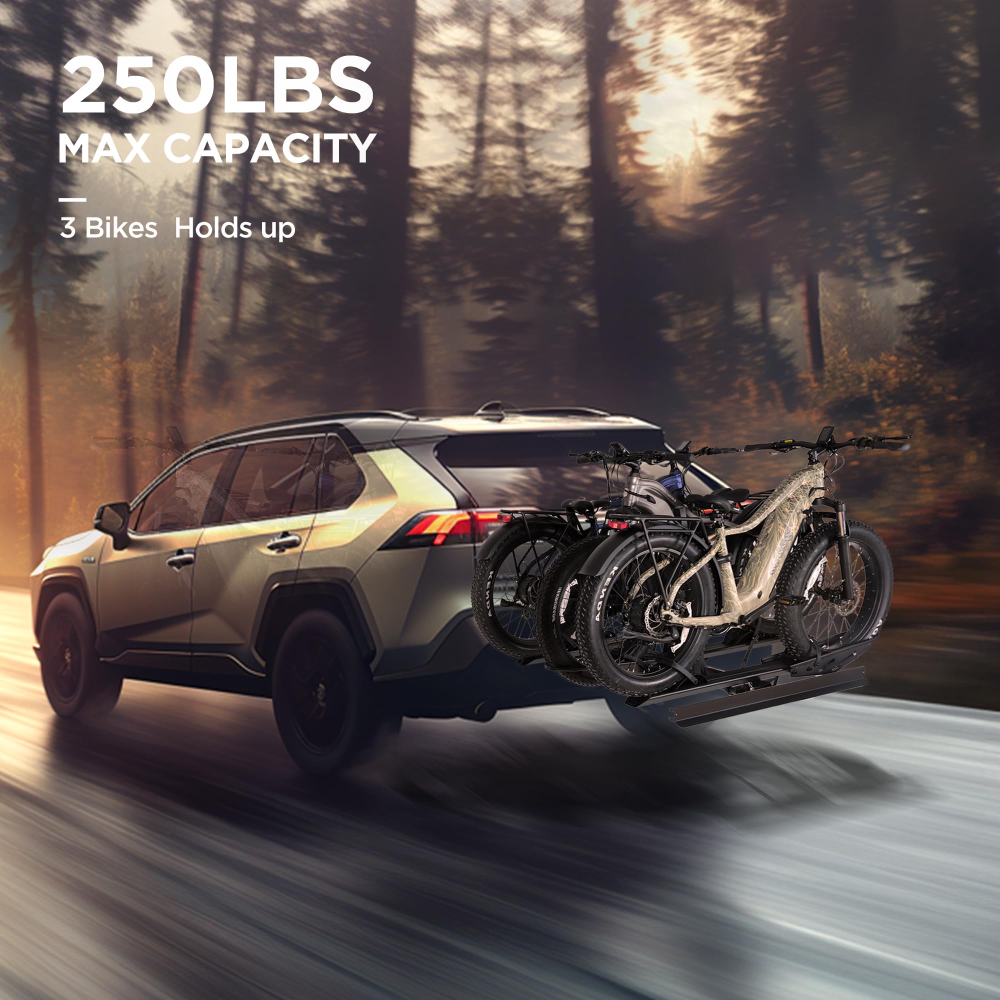 RokRack S One 1-Ebike Rack with Ramp, 100 lbs Capacity, Single Hitch Mount Electric Bike Rack, Fits up to 5" Fat Tire Width and 50" Wheelbase, Ebike Carrier Rack for 2" Receiver for Cars SUVs Vans RVs