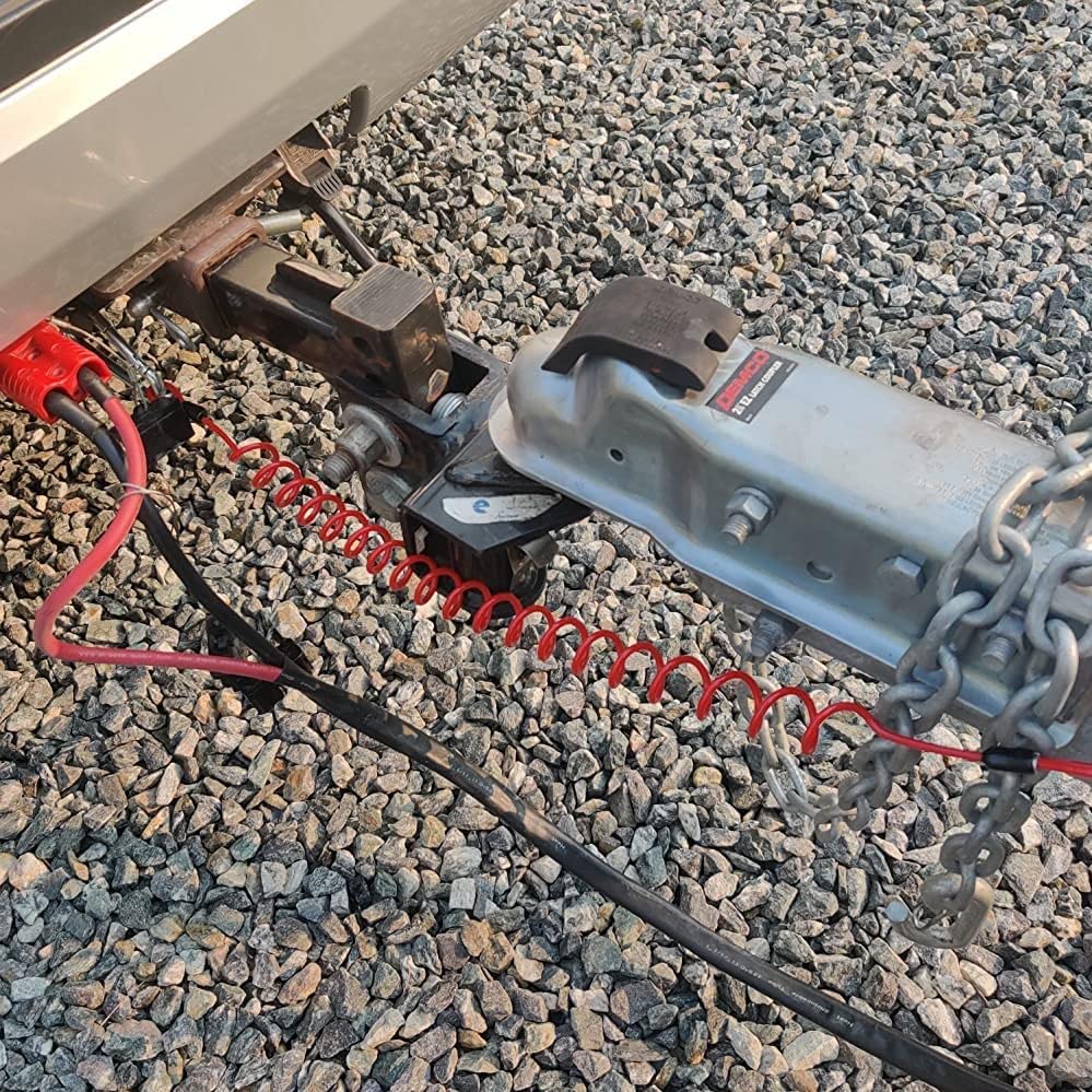 6' Breakaway Trailer Cable Trailer Brake Cable RV Stainless Steel Spring Towing Coiled Wire Safety Straps Ground Clip,for Breakaway Switch 4PCS