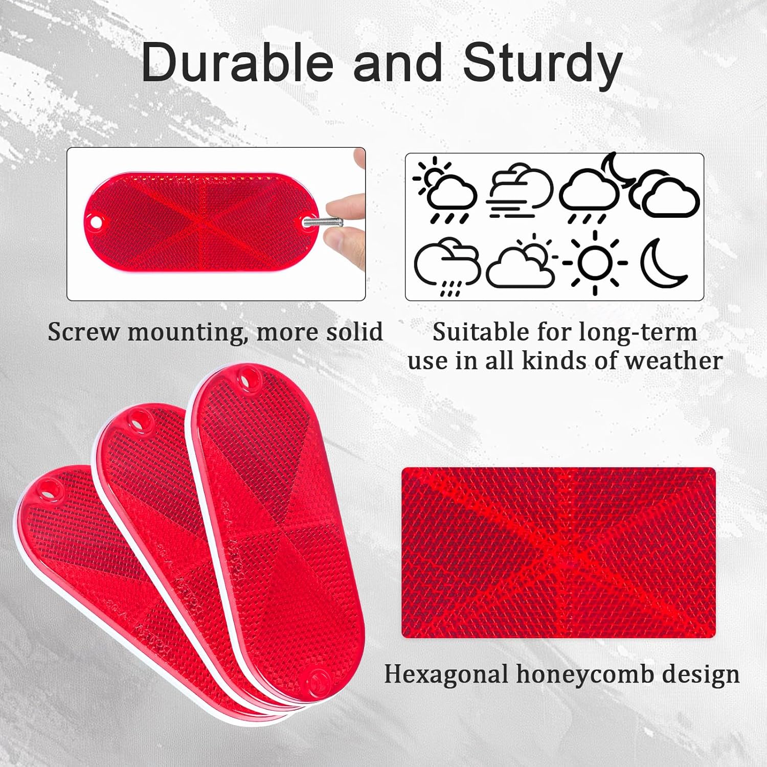 10 Pack 4.5 Inch Red Screw on Reflectors, DOT SAE Approval Road Safety Fence Gate Posts Rear Reflectors for Mailboxes Driveway Trailer Caravan Tunnels Truck Tractor Boat Lorry Motorcycle