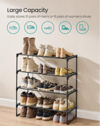 SONGMICS Shoe Rack, 3-Tier Shoe Organizer, Metal Storage Shelf, Upright or Upside Down, for 16-20 Pairs, Stackable, for Entryway, 11.8 x 36.2 x 21.7 Inches, Black ULSA303B02