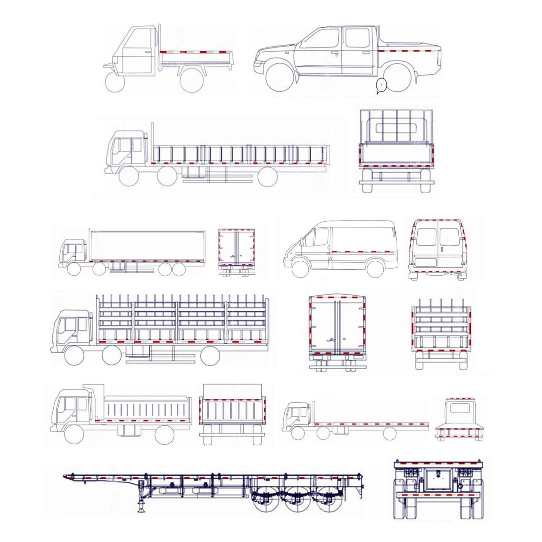 6" Rectangular Stick-on/Screw Mount Reflectors (Kit 3/Yellow+Red)