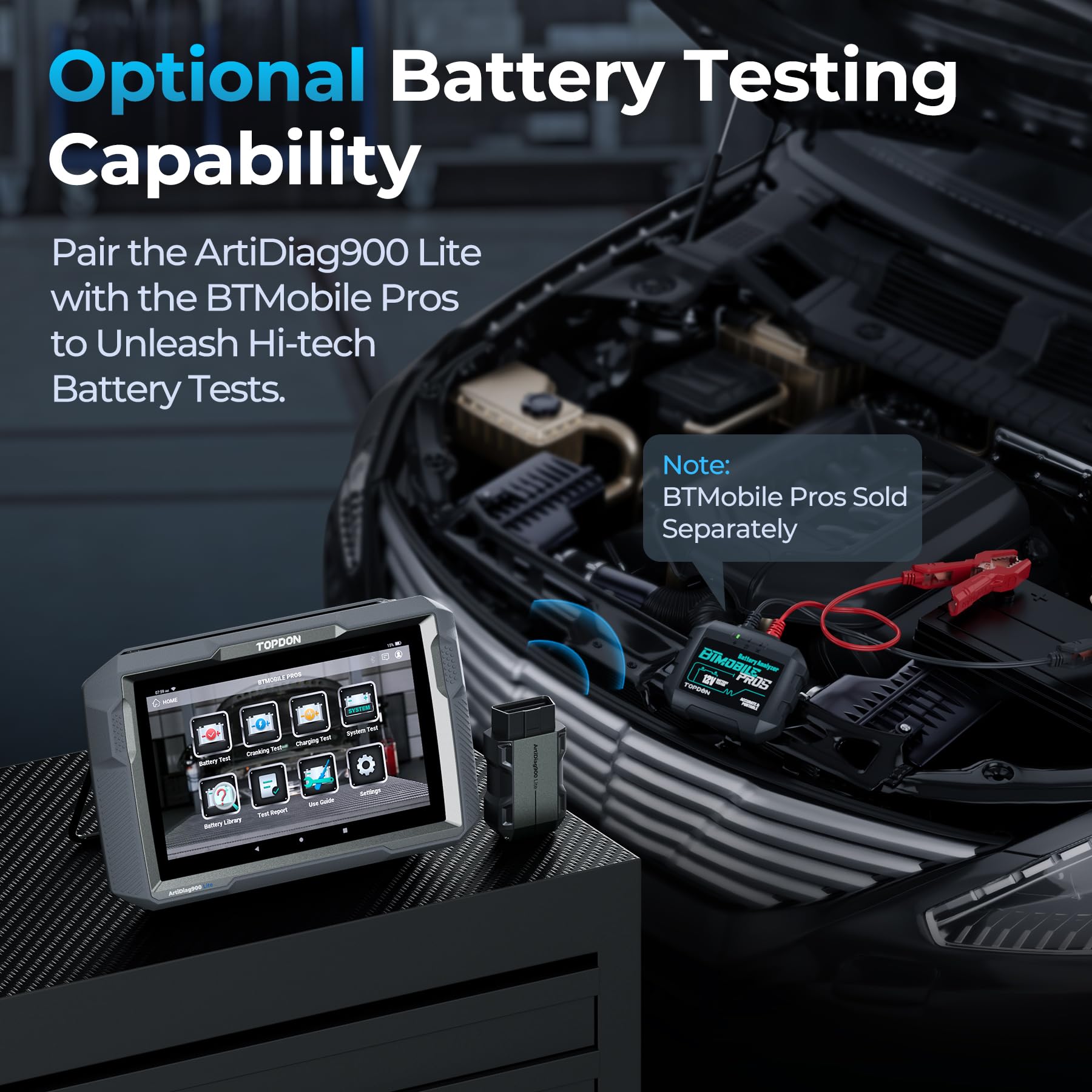 TOPDON Bidirectional Scan Tool, 2026 New ArtiDiag900 Lite Automotive Diagnostic Tool for Full System, Scanner for Car with Active Test, 8 Reset, Wireless OBD2 Scanner Diagnostic Tool for All Vehicles