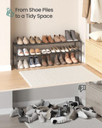 SONGMICS Shoe Rack, 3-Tier Shoe Organizer, Metal Storage Shelf, Upright or Upside Down, for 16-20 Pairs, Stackable, for Entryway, 11.8 x 36.2 x 21.7 Inches, Black ULSA303B02