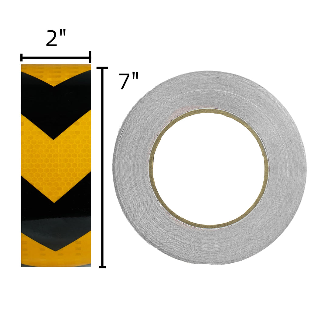 SWRT 2 Inch X 160 FT Reflective Tape Heavy Duty Strong Adhesive Black & Yellow Reflective Tape Outdoor Waterproof Hazard Caution Arrow Sign Safety Warning Tape Reflector Conspicuity Tape for Trailer