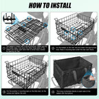 RAYMACE Bike Basket Rear,Bicycle Basket with Removable Liner,Rainproof Cover and Cargo Net,Folding Bike Baskets for Adult,Quick Release Design Fits for Most Rear Mounted Bike Rack