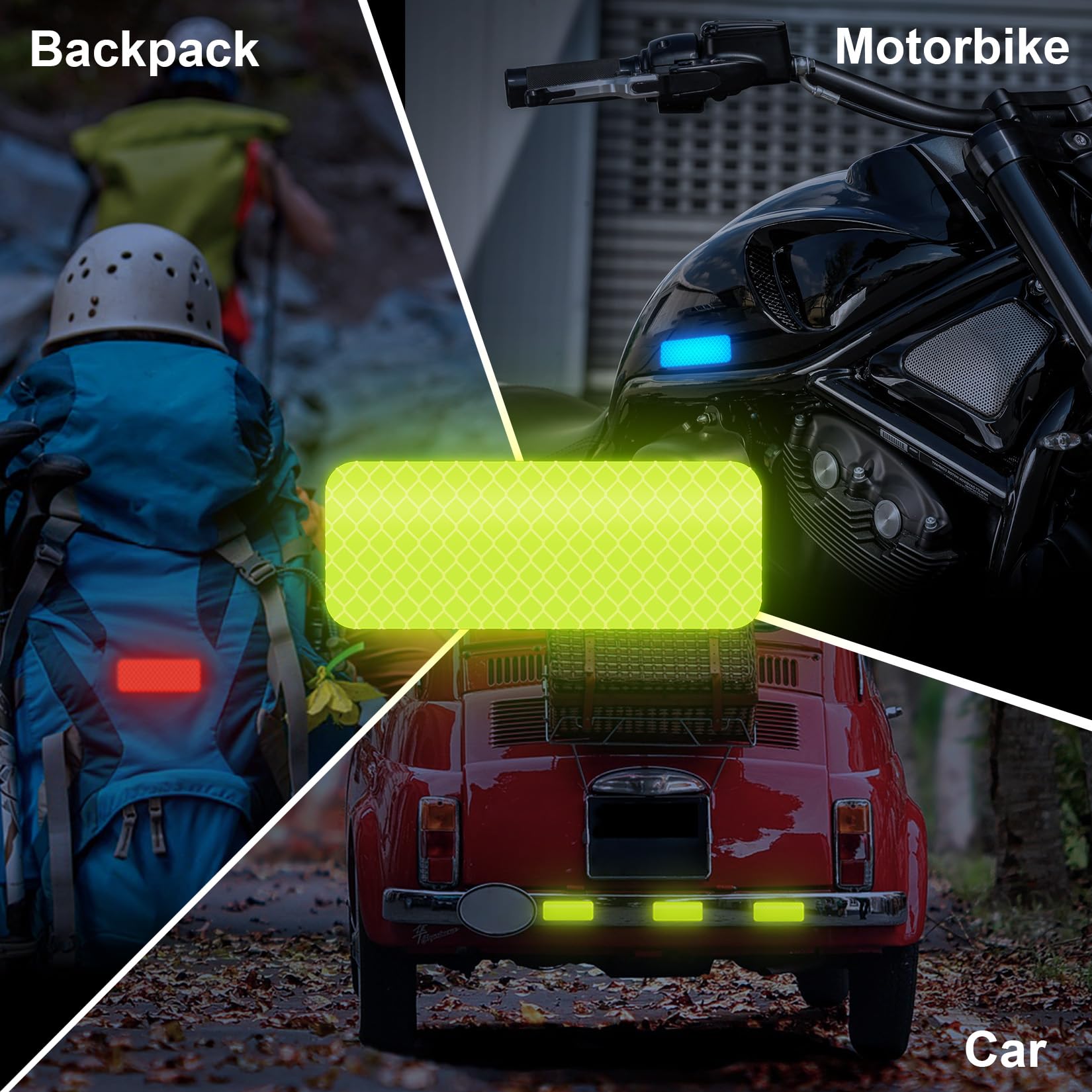 PSLER Reflective Stickers, 36 PCS High Visibility Reflective Tape Waterproof Reflective Strips Bulk Safety Reflective Tape for Car Bike Trailer Helmet Mailbox Bag, 1.18 x 3.15 Inch