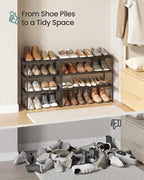 SONGMICS Shoe Rack, 3-Tier Shoe Organizer, Metal Storage Shelf, Upright or Upside Down, for 16-20 Pairs, Stackable, for Entryway, 11.8 x 36.2 x 21.7 Inches, Black ULSA303B02