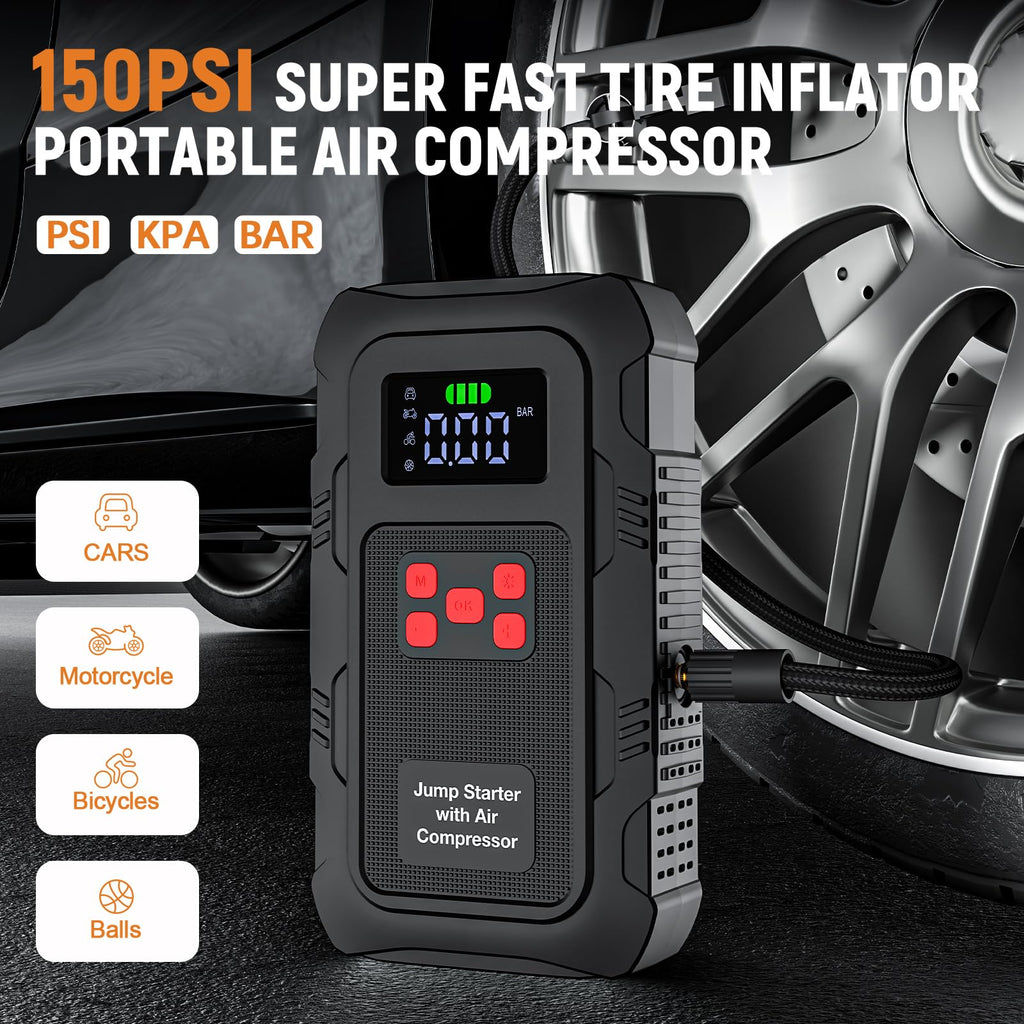 Povasee Jump Starter 5000A Car Jumper Starter, Model A30 12V Jump Box for Car Battery up to 10L Gas or 8L Diesel Engine Battery Jumper Starter Portable with Power Bank/Dual Output/LED Light