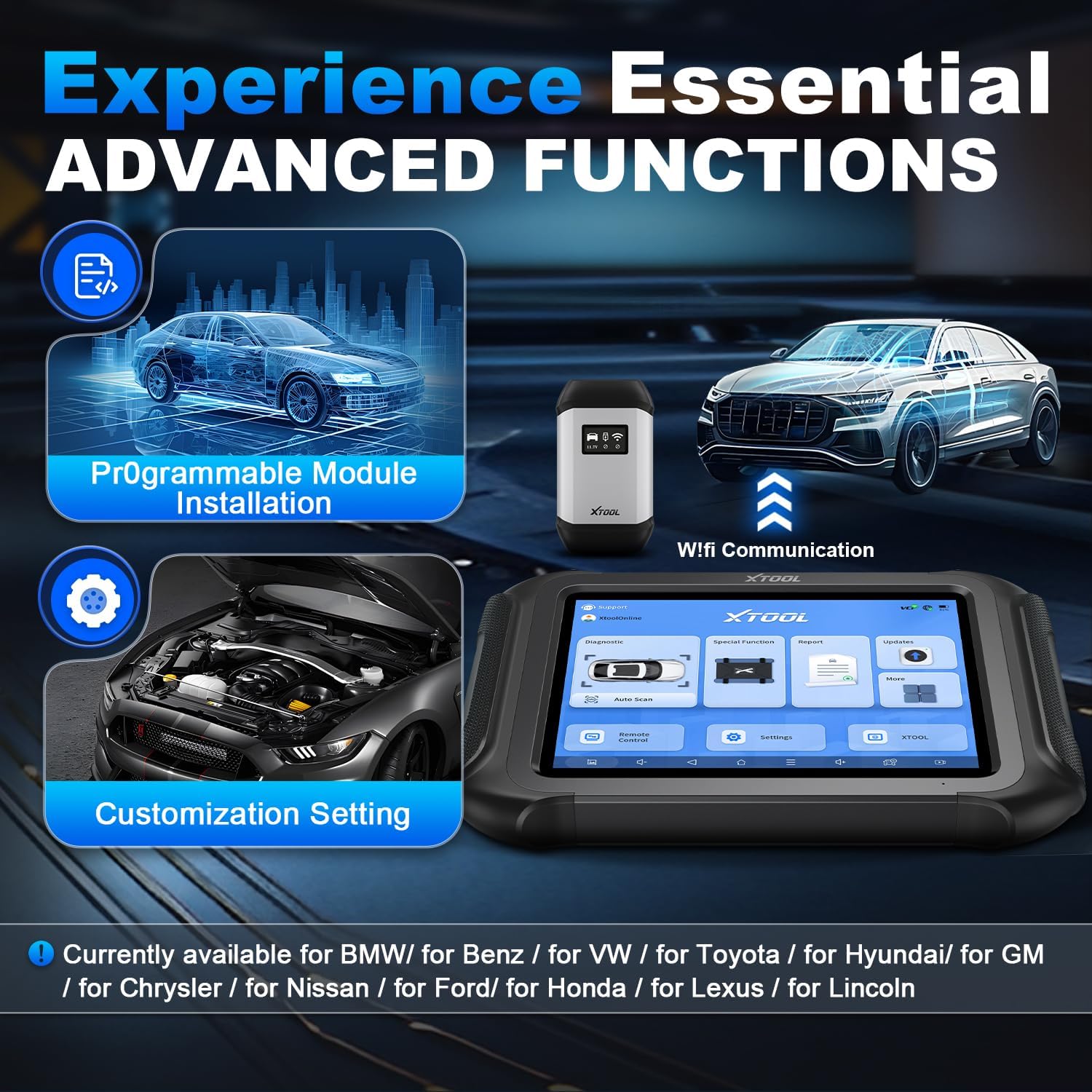 XTOOL Scanner D9S PRO, ECU Pr0gramming/C0ding OBD2 Scanner, Wireless Bidirectional scan Tool, High-End with Topology, 45+ Resets, Full System, PMI, FCA/CAN FD/DoIP, 3-Yr Update