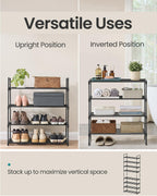 SONGMICS Shoe Rack, 3-Tier Shoe Organizer, Metal Storage Shelf, Upright or Upside Down, for 16-20 Pairs, Stackable, for Entryway, 11.8 x 36.2 x 21.7 Inches, Black ULSA303B02