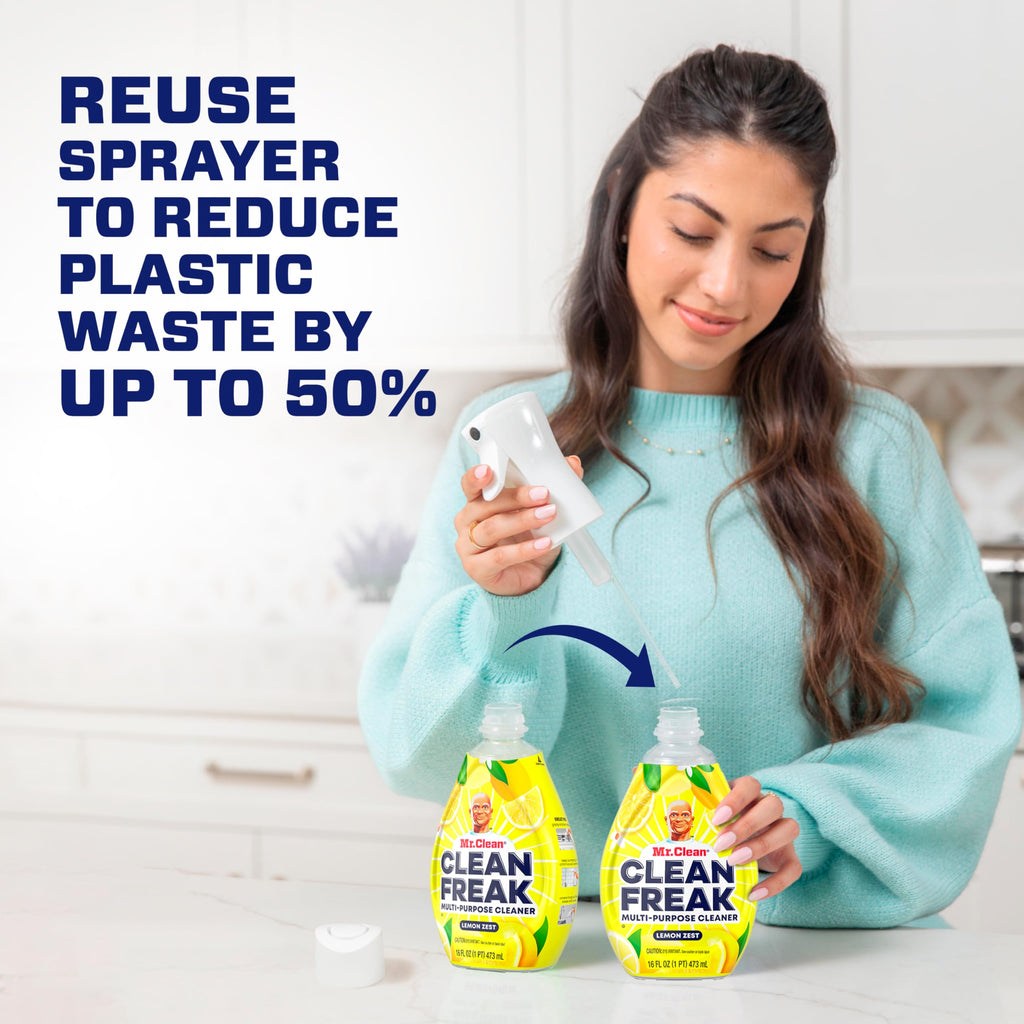 Mr. Clean Clean Freak Multi Surface Cleaning Spray, Deep Cleaning Mist Starter Kit and Refill Bundle, Unstopables Fresh Scent, 64 fl oz