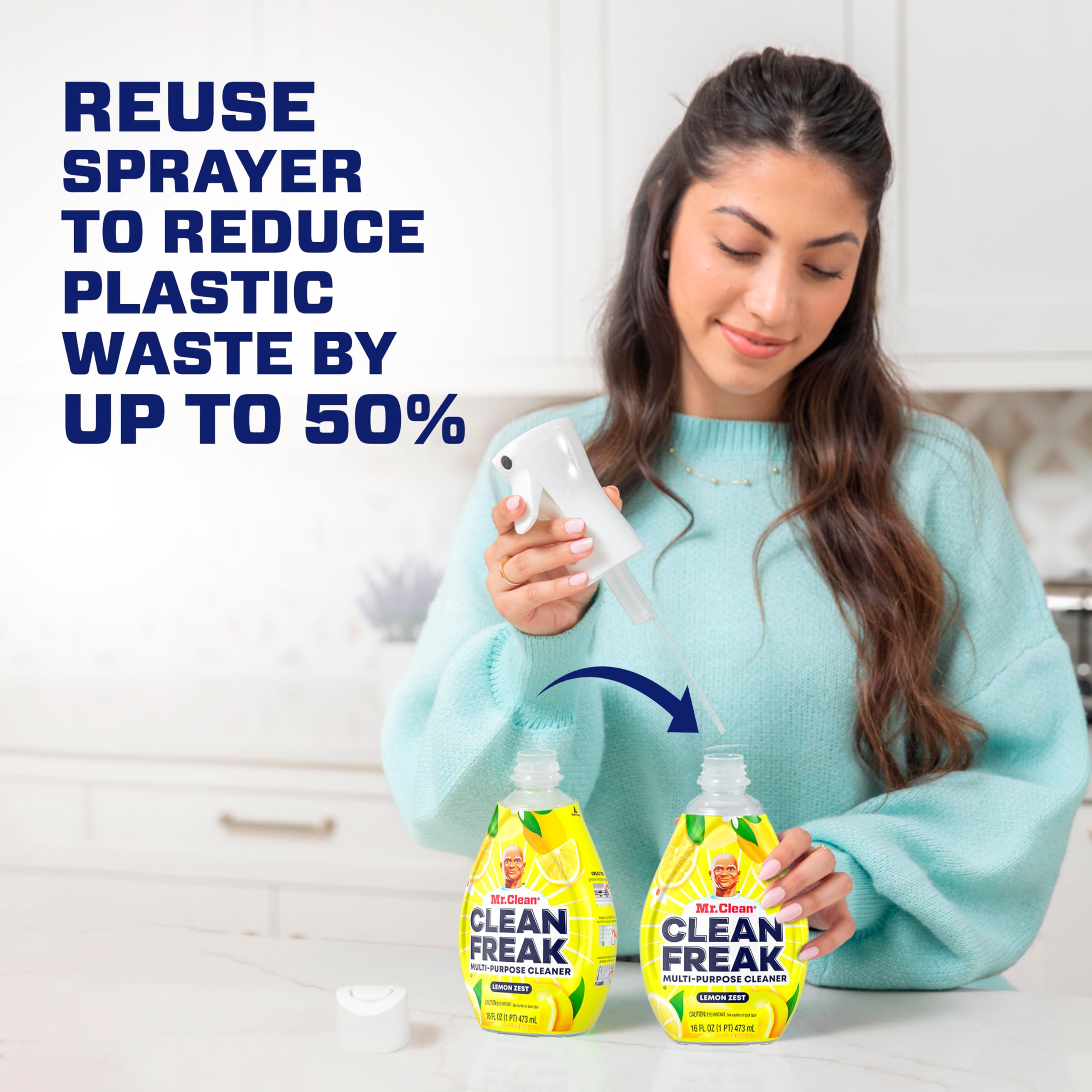 Mr. Clean Clean Freak Multi Surface Cleaning Spray, Deep Cleaning Mist Starter Kit and Refill Bundle, Unstopables Fresh Scent, 64 fl oz