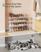 SONGMICS Shoe Rack, 3-Tier Shoe Organizer, Metal Storage Shelf, Upright or Upside Down, for 16-20 Pairs, Stackable, for Entryway, 11.8 x 36.2 x 21.7 Inches, Black ULSA303B02