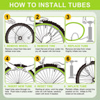 2 Pack 12"/14"/16"/18"/ 20"/ 22"/24"/ 26"/27.5"/28"/29" x1.75/1.95/2.10/2.125 Bicycle Tube with 2 Tire Levers, with 32mm AV Schrader Valve, Reliable Inner Tube for Kids/Road/MTB Bike (2 of One Size)