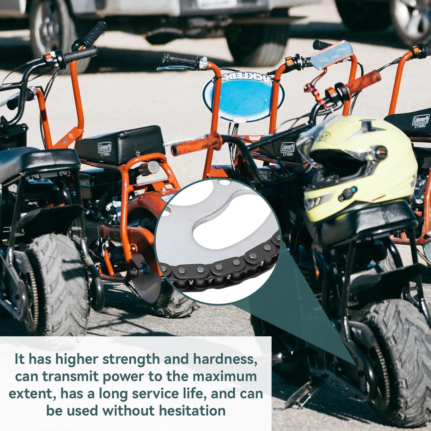 Chain Sprocket Kit, T8F Front and Rear Sprocket Chain Replacement High Power Steel T8F Gear Chain Set for Modified Karts ATVs and Mini Motorcycles