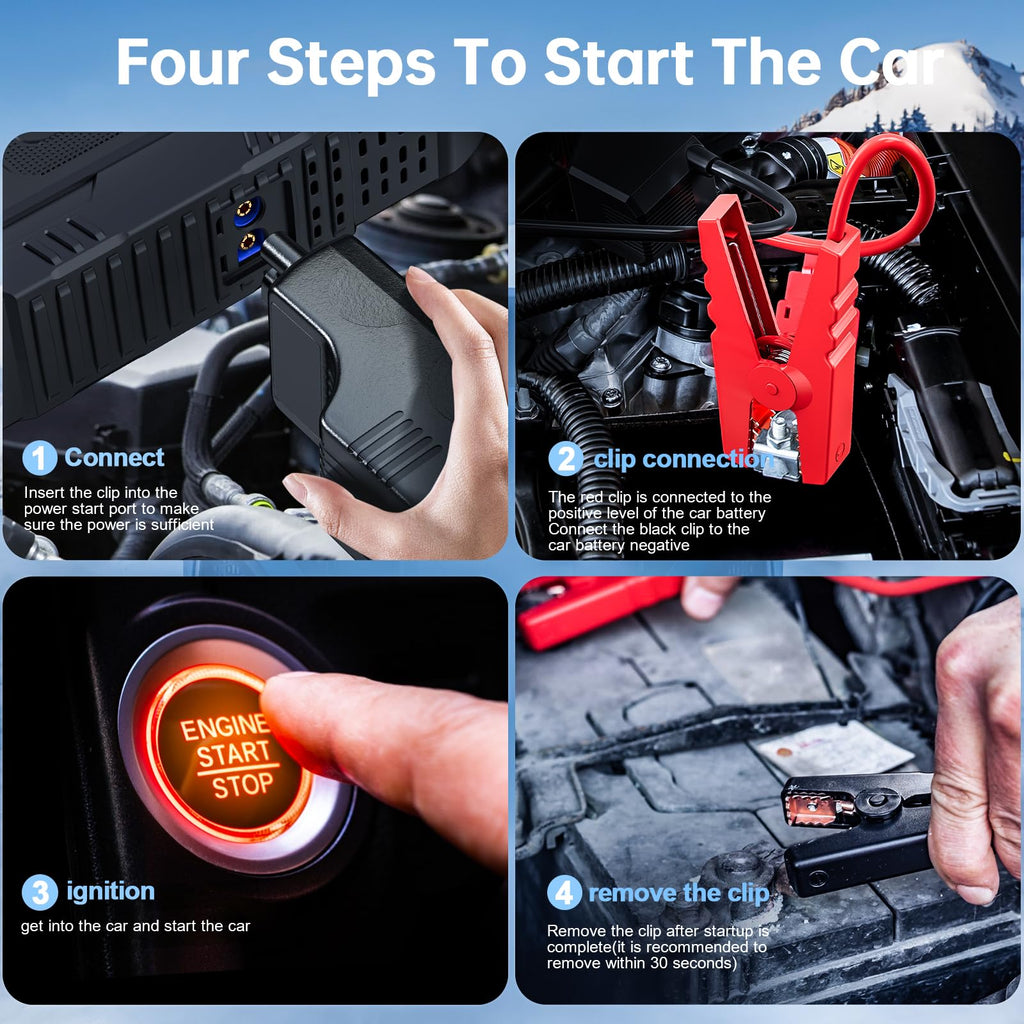 Povasee Jump Starter 5000A Car Jumper Starter, Model A30 12V Jump Box for Car Battery up to 10L Gas or 8L Diesel Engine Battery Jumper Starter Portable with Power Bank/Dual Output/LED Light