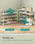 SONGMICS Shoe Rack, 3-Tier Shoe Organizer, Metal Storage Shelf, Upright or Upside Down, for 16-20 Pairs, Stackable, for Entryway, 11.8 x 36.2 x 21.7 Inches, Black ULSA303B02