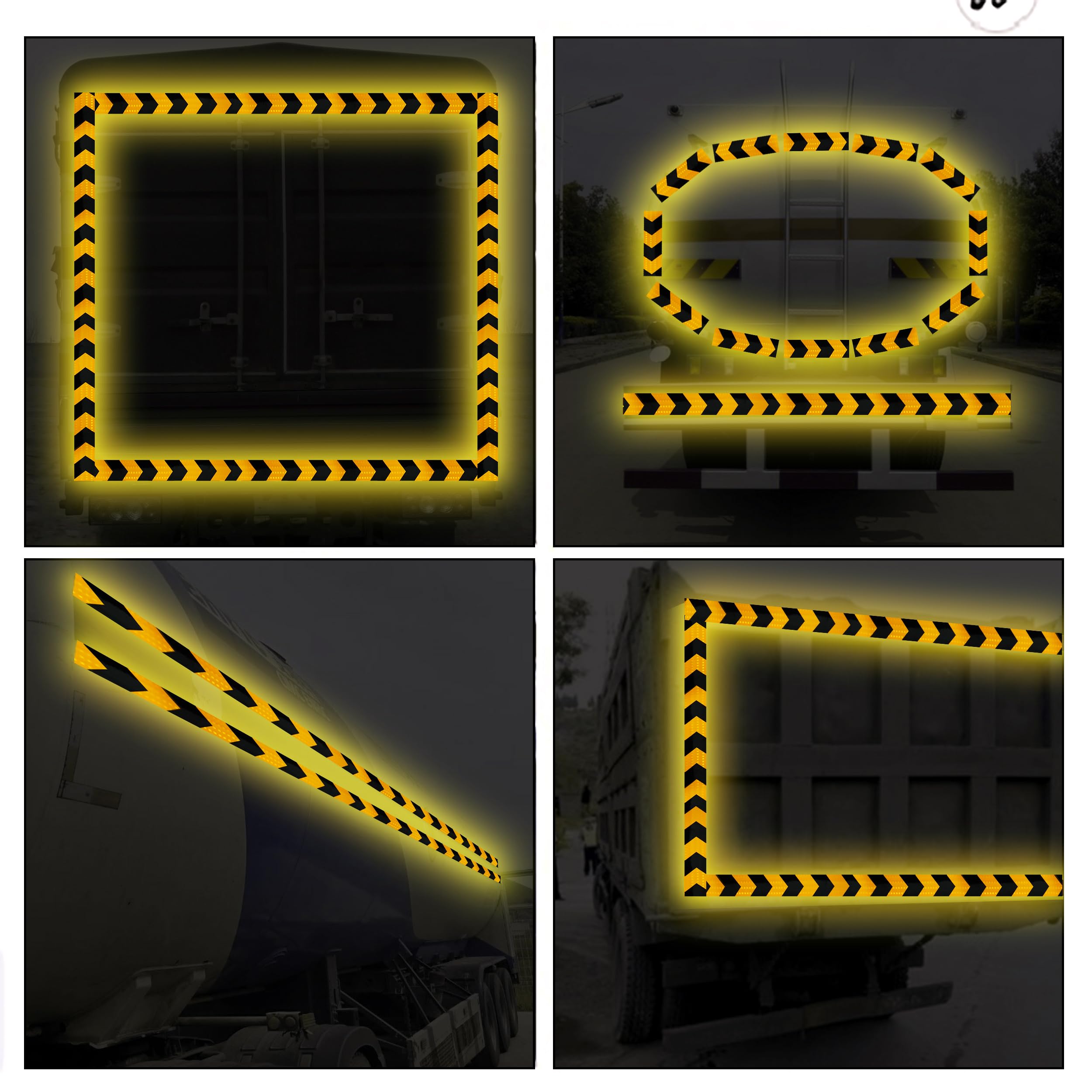 SWRT 2 Inch X 160 FT Reflective Tape Heavy Duty Strong Adhesive Black & Yellow Reflective Tape Outdoor Waterproof Hazard Caution Arrow Sign Safety Warning Tape Reflector Conspicuity Tape for Trailer