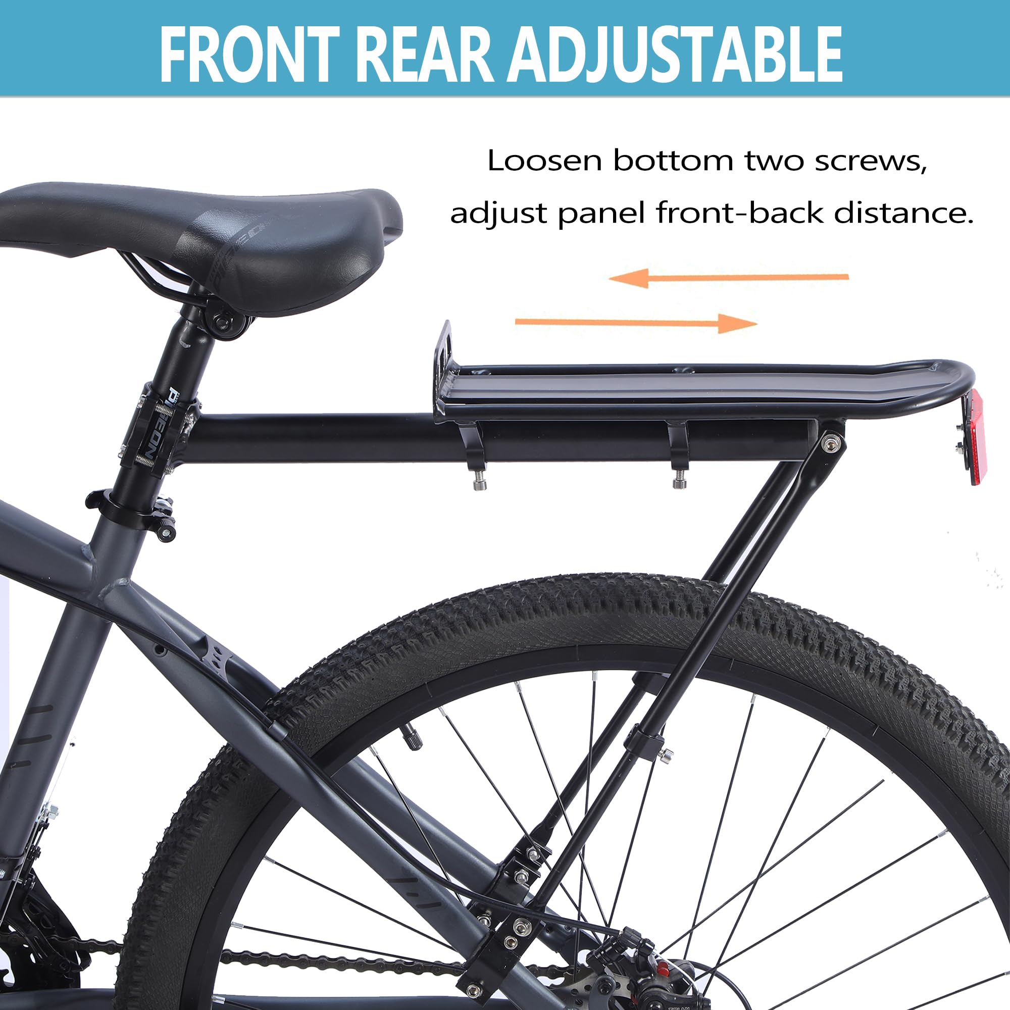 Rear Bike Rack,Bike Cargo Rack,Aluminum Alloy,Large Size Reflective,Retractable,Universal