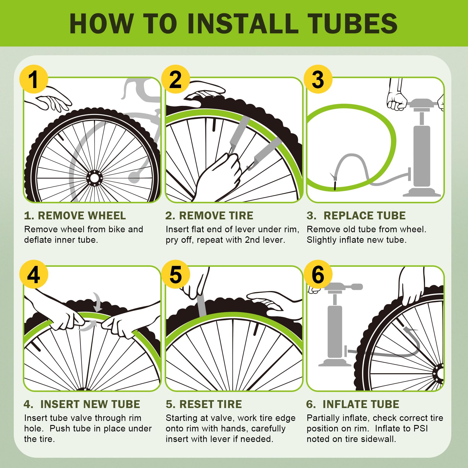 2 Pack 12"/14"/16"/18"/ 20"/ 22"/24"/ 26"/27.5"/28"/29" x1.75/1.95/2.10/2.125 Bicycle Tube with 2 Tire Levers, with 32mm AV Schrader Valve, Reliable Inner Tube for Kids/Road/MTB Bike (2 of One Size)