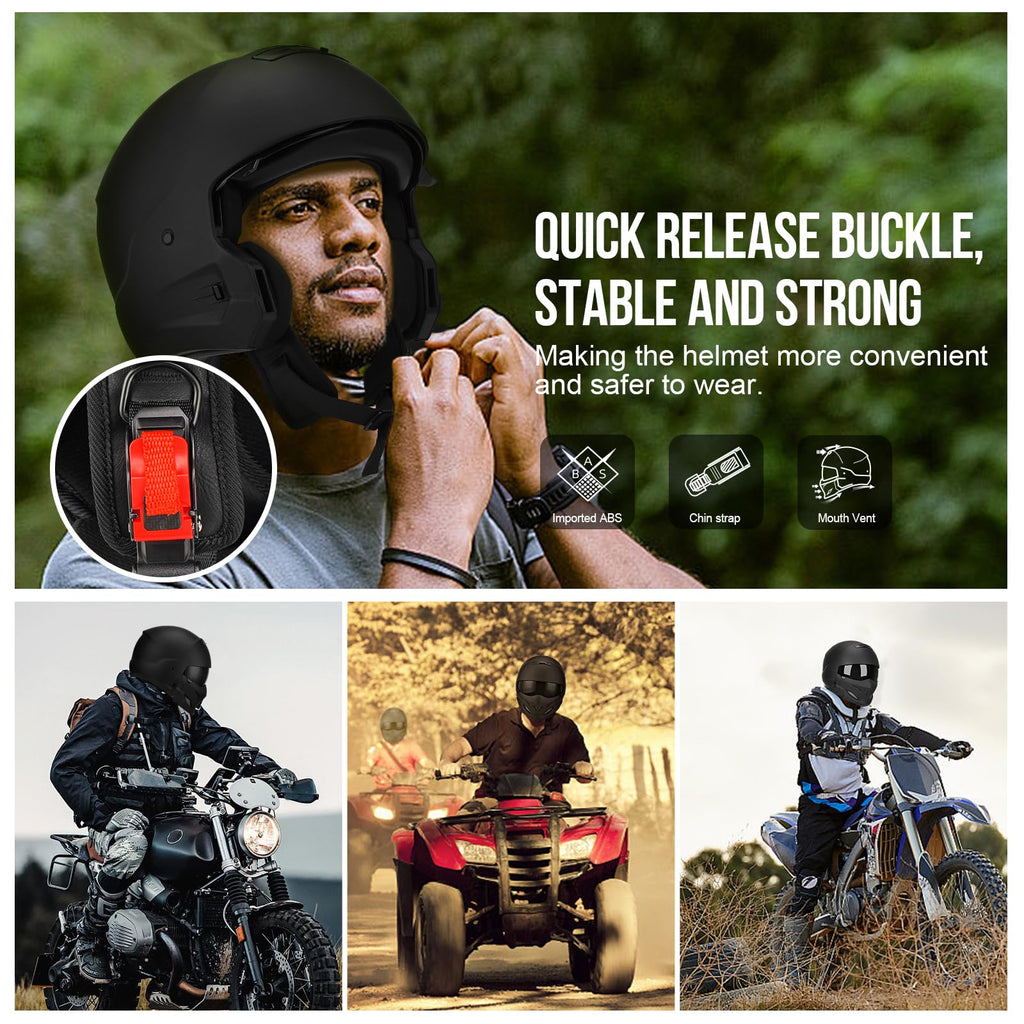 Full Face Motorcycle Helmet for Unisex-Adult Dirt Bike ATV Scooter Cruiser 3/4 Face Motocross Helmet Interchangeable Mouth Cover DOT Approved