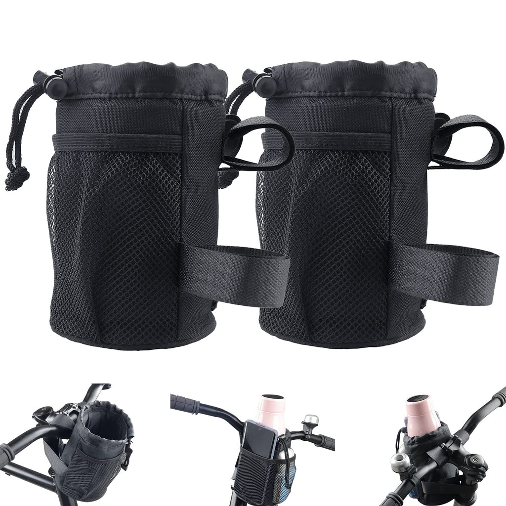 2 Pack Bike Cup Holder Bag Bicycle Handlebar Water Bottle Holder with Mesh Oxford Pocket Phone Drink Cup Holder for Mountain Bikes,Road Bikes,e-Bike,Kids Bikes,Wheelchairs,Cruisers, etc