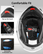 YEMA Modular Motorcycle Helmets, DOT Approved Full Face Motorcycle Helmet with Flip Up Dual Visor, Helmets for Adults Men Women Helmets for Street Scooter ATV E-Bike - YM-926