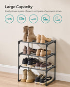 SONGMICS Shoe Rack, 3-Tier Shoe Organizer, Metal Storage Shelf, Upright or Upside Down, for 16-20 Pairs, Stackable, for Entryway, 11.8 x 36.2 x 21.7 Inches, Black ULSA303B02
