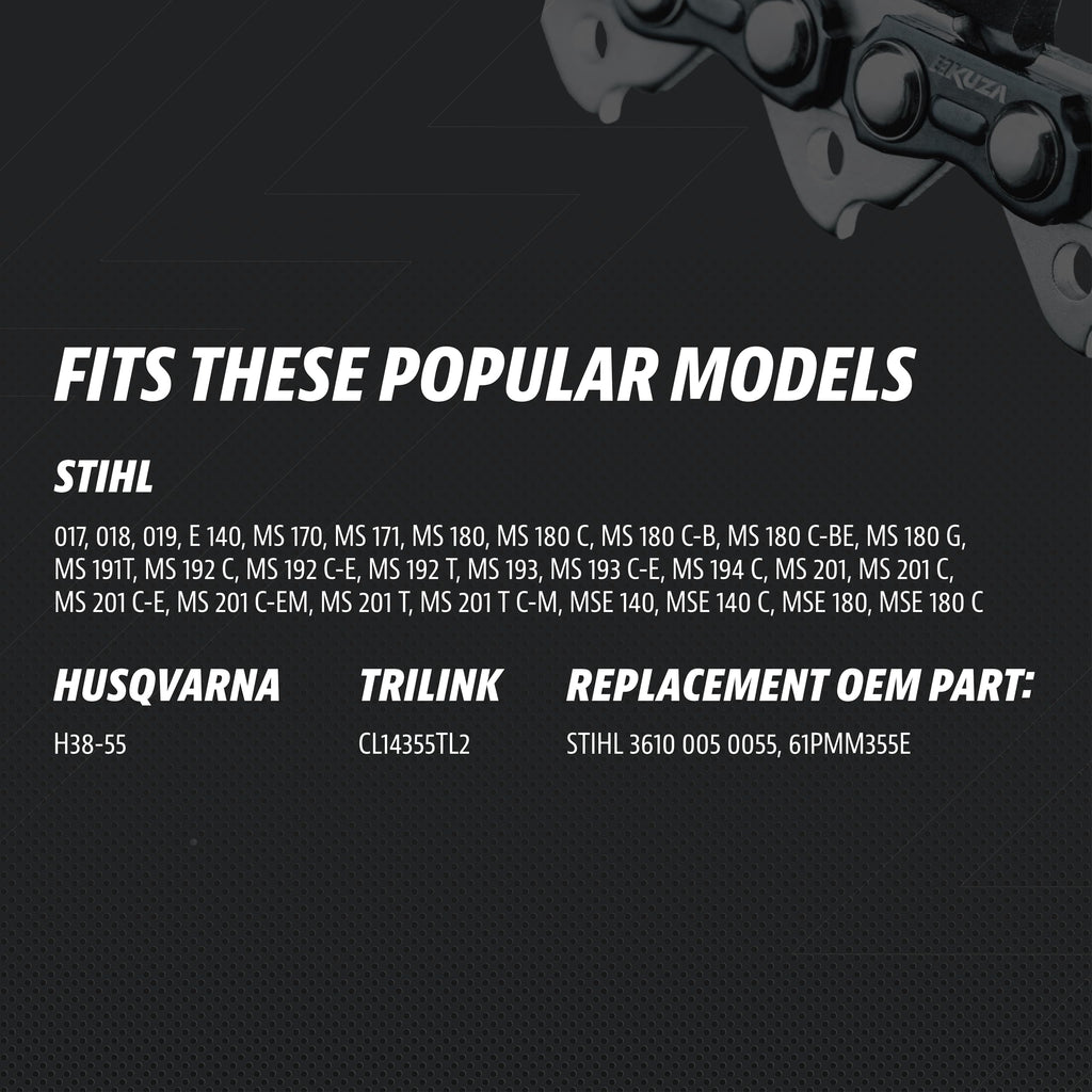 Premium 20 Inch Chainsaw Chain 3/8" Pitch .063" Gauge 72 DL - Fits Husqvarna 480, 465 (Rancher), 570XP, 575XP, 576XP, STIHL and More - 203ATMD009, 75LPX072G, 75EXL072G, 75EXJ072G (3 Chains)