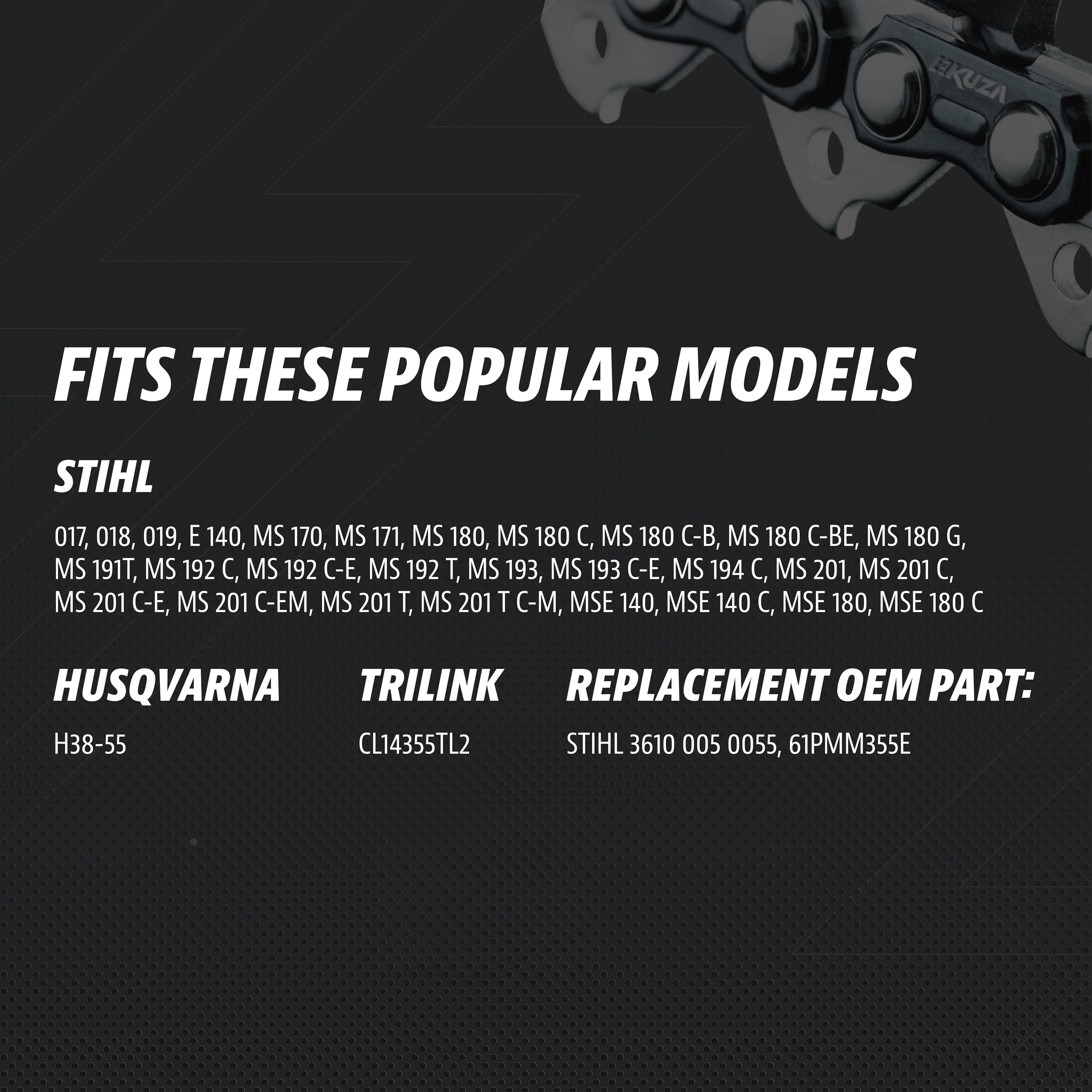 Premium 20 Inch Chainsaw Chain 3/8" Pitch .063" Gauge 72 DL - Fits Husqvarna 480, 465 (Rancher), 570XP, 575XP, 576XP, STIHL and More - 203ATMD009, 75LPX072G, 75EXL072G, 75EXJ072G (3 Chains)