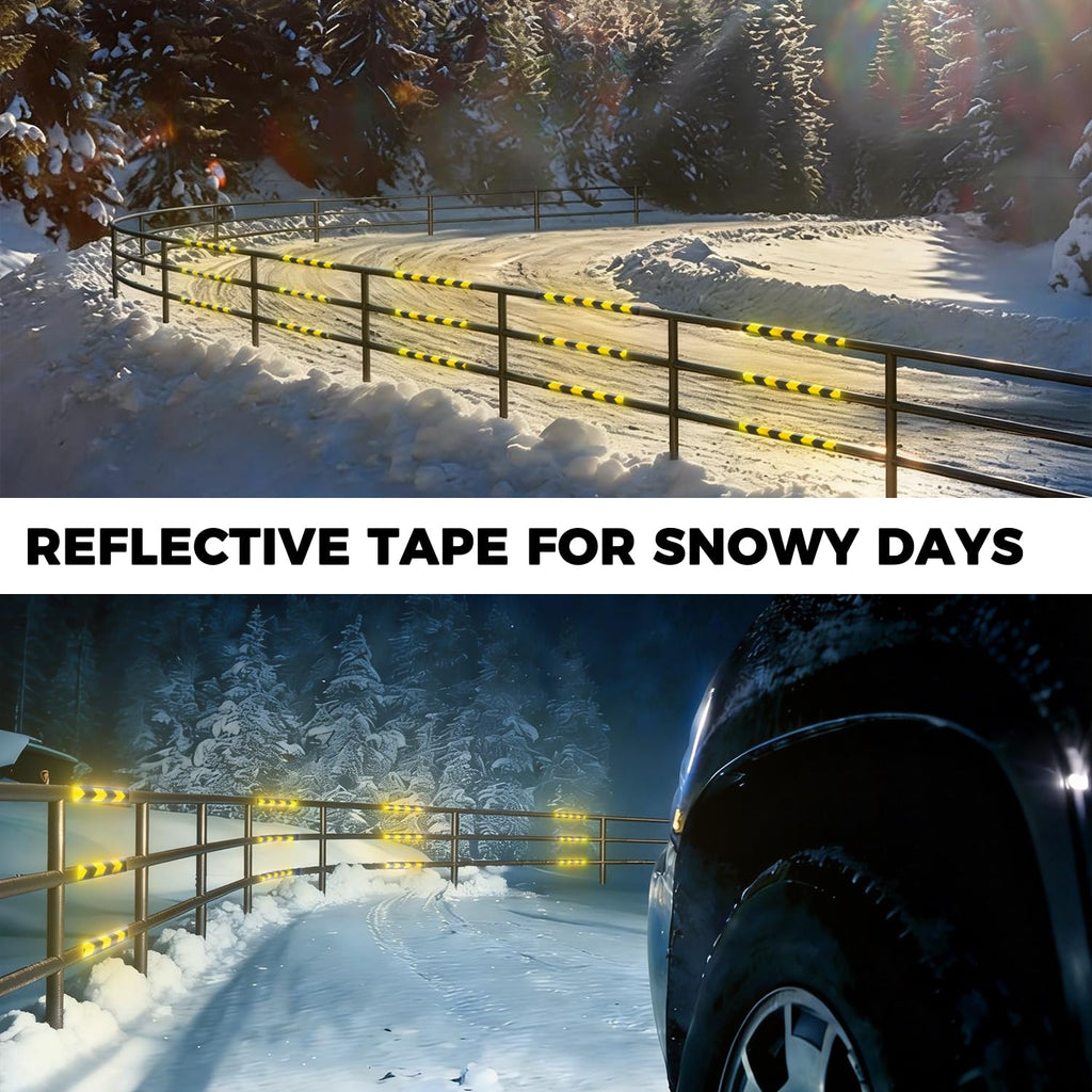 SWRT 2 Inch X 160 FT Reflective Tape Heavy Duty Strong Adhesive Black & Yellow Reflective Tape Outdoor Waterproof Hazard Caution Arrow Sign Safety Warning Tape Reflector Conspicuity Tape for Trailer