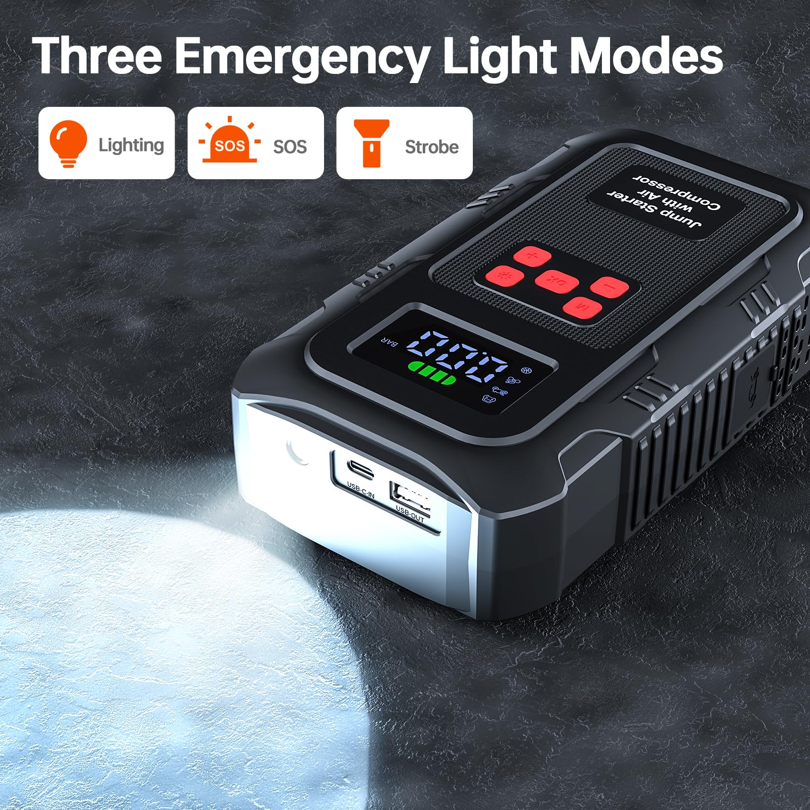 Povasee Jump Starter 5000A Car Jumper Starter, Model A30 12V Jump Box for Car Battery up to 10L Gas or 8L Diesel Engine Battery Jumper Starter Portable with Power Bank/Dual Output/LED Light