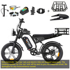 Bicicleta eléctrica DTTZH F6/F6S/F6PRO para adultos con NFC y desbloqueo por contraseña, 4000/2000/1500 W, 50/40/33 MPH, 60 V 30 Ah, 48 V 15/25 Ah, 160-96 km, motocicleta eléctrica todoterreno con neumáticos anchos de 20" 