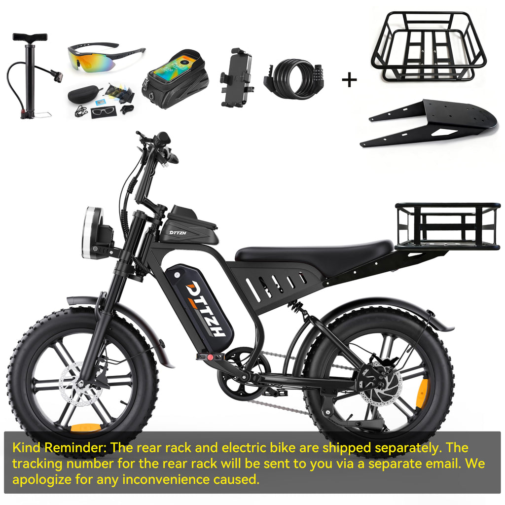 Bicicleta eléctrica DTTZH F6/F6S/F6PRO para adultos con NFC y desbloqueo por contraseña, 4000/2000/1500 W, 50/40/33 MPH, 60 V 30 Ah, 48 V 15/25 Ah, 160-96 km, motocicleta eléctrica todoterreno con neumáticos anchos de 20" 