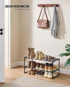 SONGMICS Shoe Rack, 3-Tier Shoe Organizer, Metal Storage Shelf, Upright or Upside Down, for 16-20 Pairs, Stackable, for Entryway, 11.8 x 36.2 x 21.7 Inches, Black ULSA303B02