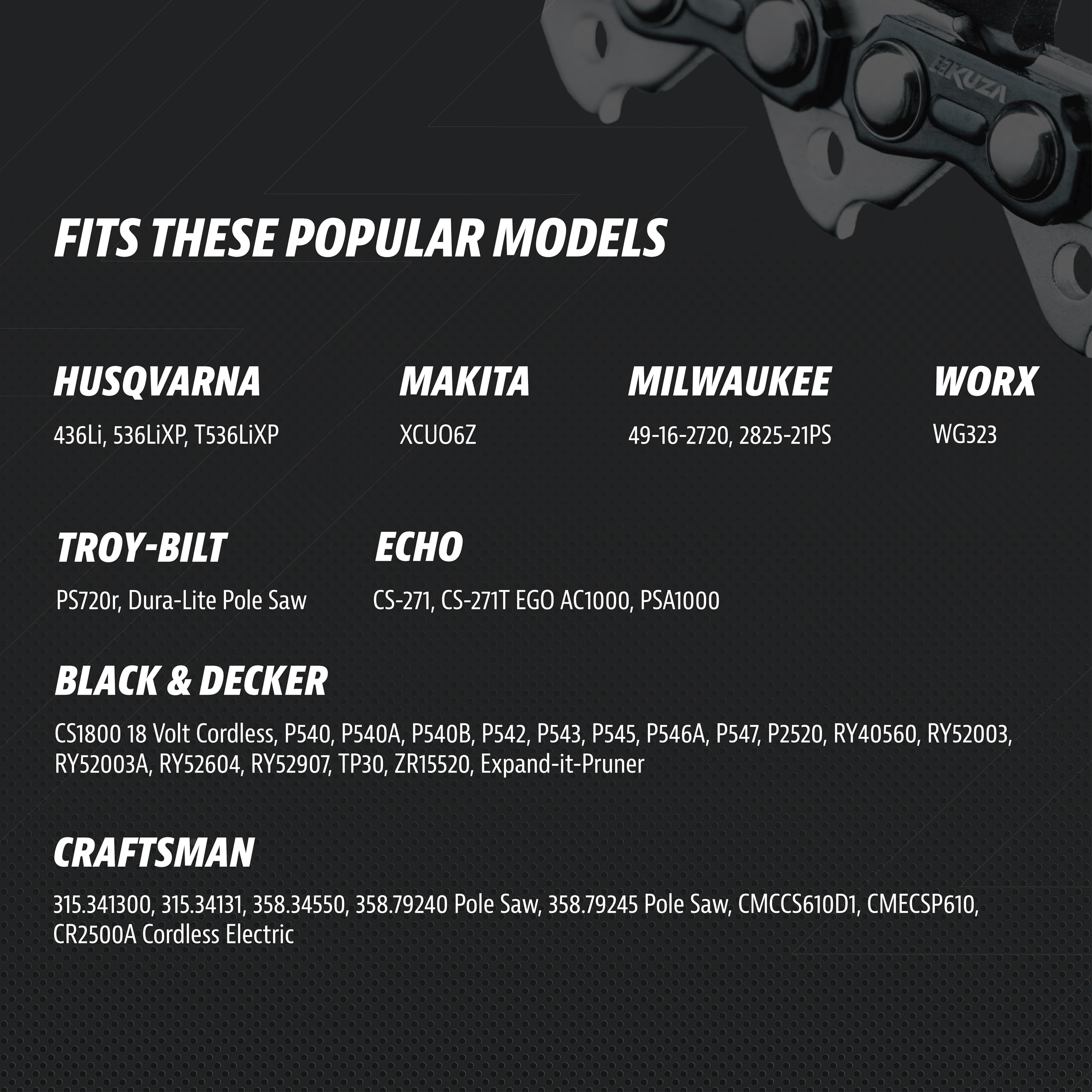 Premium 20 Inch Chainsaw Chain 3/8" Pitch .063" Gauge 72 DL - Fits Husqvarna 480, 465 (Rancher), 570XP, 575XP, 576XP, STIHL and More - 203ATMD009, 75LPX072G, 75EXL072G, 75EXJ072G (3 Chains)