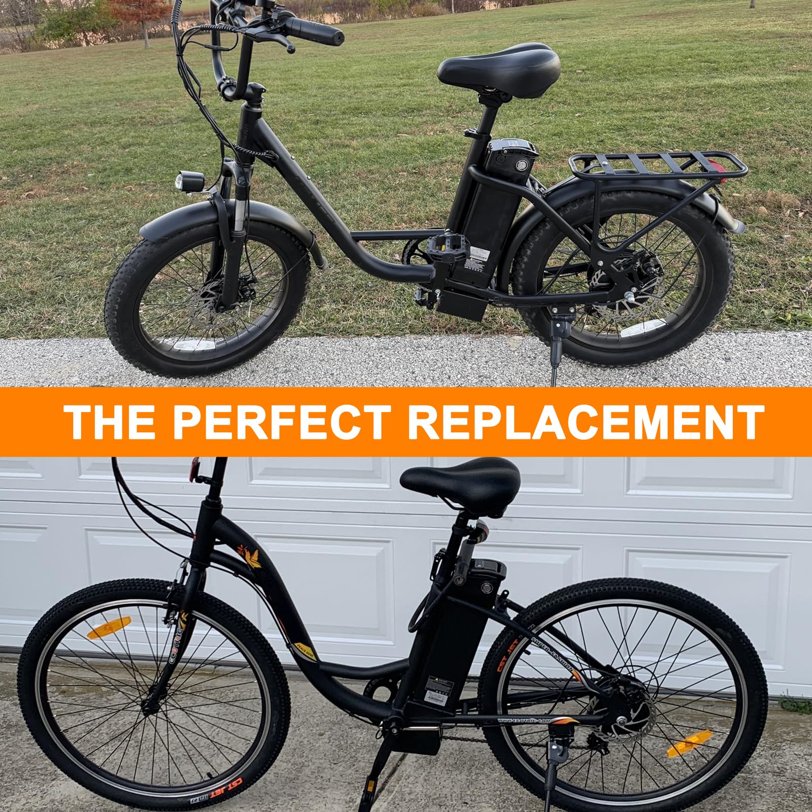 36V 48V E Bike Lithium Battery, Silver Fish Lithium-ion Battery with 30A BMS for 250W/350W/500/750/900/1000W Motors, Safe Lock, Led Indicator Light for Controller (48V 15AH)