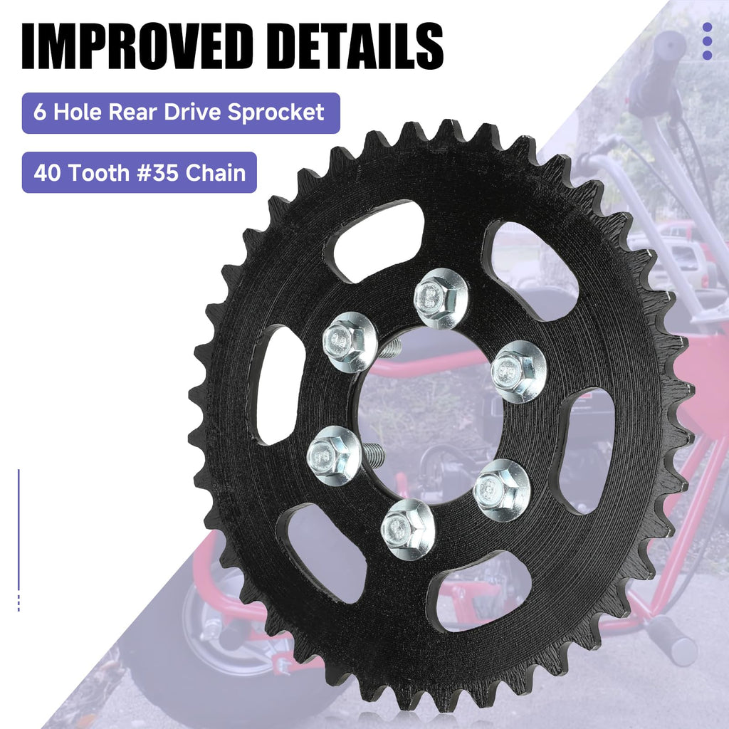 35 Chain Sprocket 40 Tooth Compatible with Coleman Mini Bike CT100U CC100X CK100 Baja DB30 TaoTao GK80 Monster Moto 80cc MBX10 MBX11 Predator 79cc 97cc 98cc 100cc 2.5hp Go Kart Parts