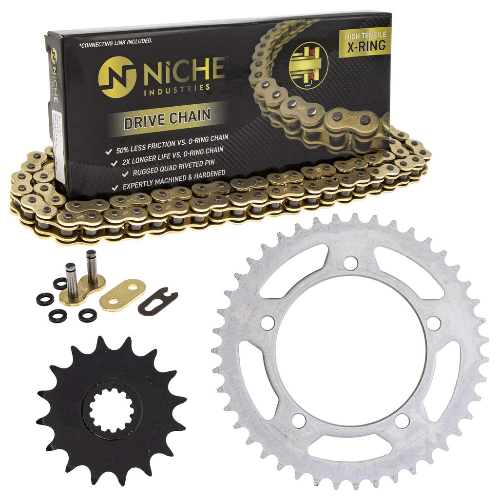 NICHE Drive Sprocket Chain Combo for Suzuki 2006-2010 GSXR600 Front 16 Rear 43 Tooth 520V-X X-Ring 114 Links