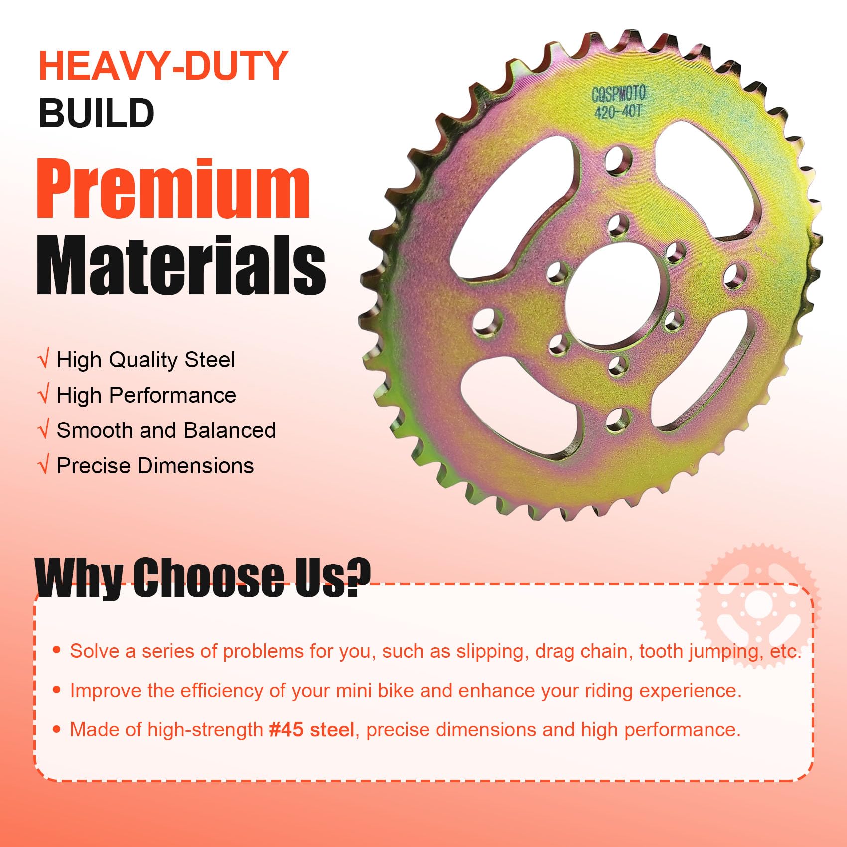 40T High Speed Rear Chain 6 Hole Sprocket # 40 41 420 Sprocket for Coleman CT100U CC100X Mega Moto MMB80 105 Baja Doodle Bug DB30 Motovox MBX10 Mini Bike Sprocket Parts (37mm Bore)