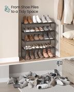 SONGMICS Shoe Rack, 3-Tier Shoe Organizer, Metal Storage Shelf, Upright or Upside Down, for 16-20 Pairs, Stackable, for Entryway, 11.8 x 36.2 x 21.7 Inches, Black ULSA303B02