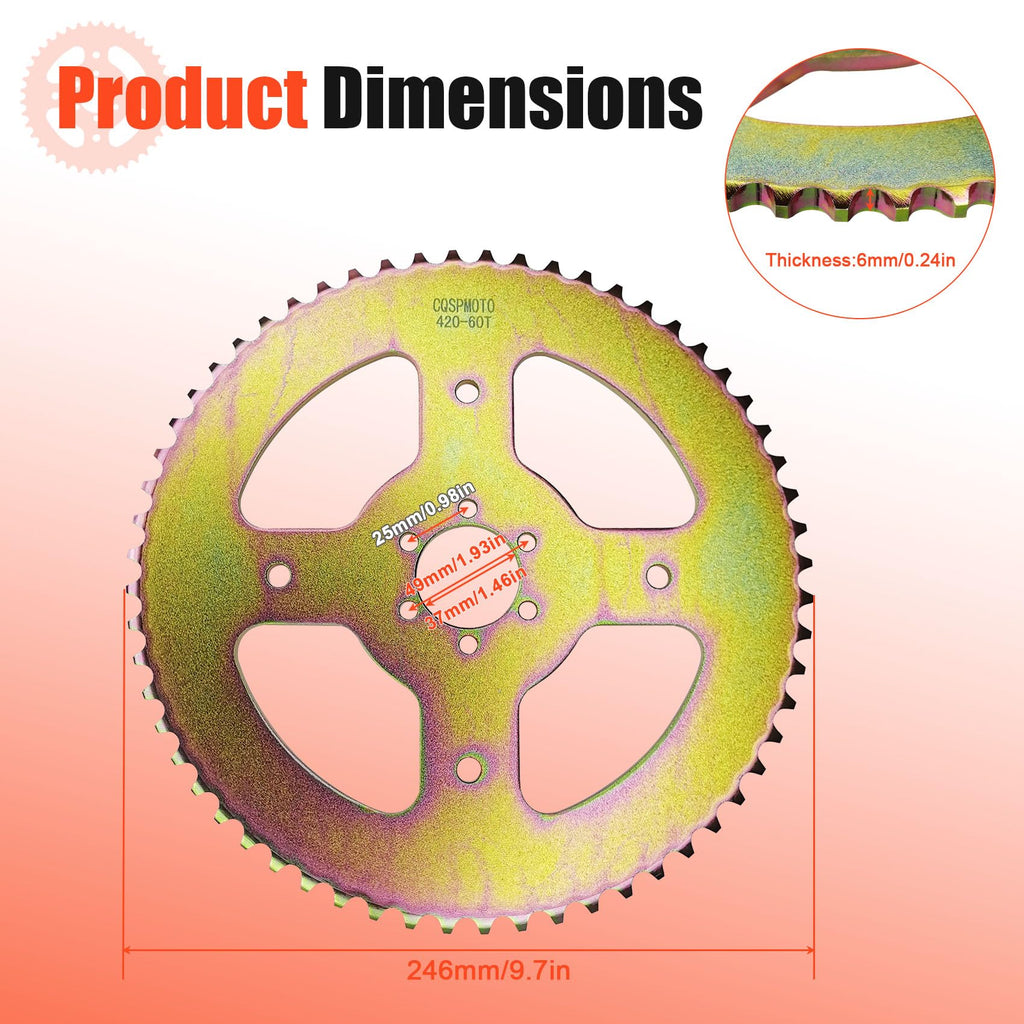 40T High Speed Rear Chain 6 Hole Sprocket # 40 41 420 Sprocket for Coleman CT100U CC100X Mega Moto MMB80 105 Baja Doodle Bug DB30 Motovox MBX10 Mini Bike Sprocket Parts (37mm Bore)