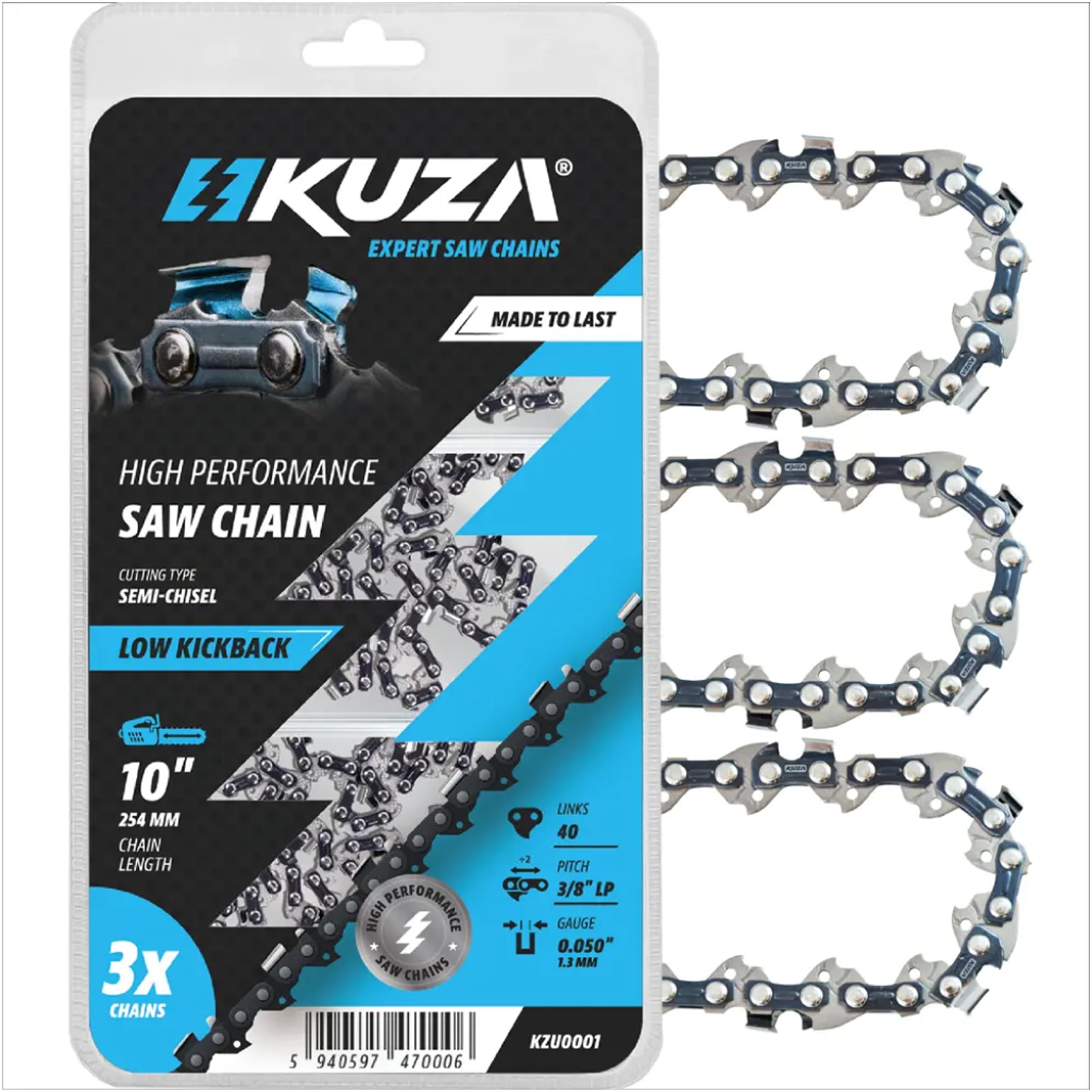 Premium 20 Inch Chainsaw Chain 3/8" Pitch .063" Gauge 72 DL - Fits Husqvarna 480, 465 (Rancher), 570XP, 575XP, 576XP, STIHL and More - 203ATMD009, 75LPX072G, 75EXL072G, 75EXJ072G (3 Chains)