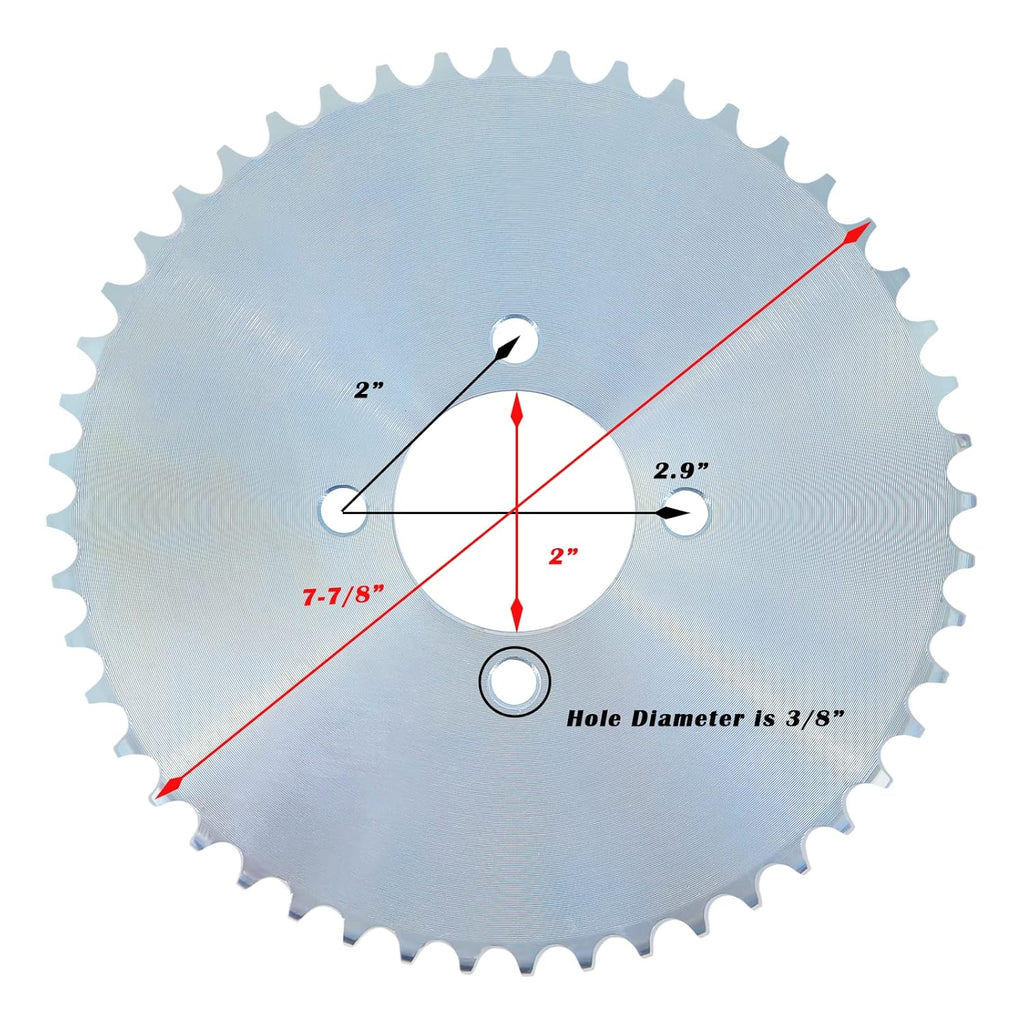 48 Tooth Go Kart Sprocket for #40/41/420 Chain, 2" Bore Heavy Duty Steel Gear for Racing Kart, ATV, Mini Bike, Farm Equipment