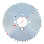 48 Tooth Go Kart Sprocket for #40/41/420 Chain, 2" Bore Heavy Duty Steel Gear for Racing Kart, ATV, Mini Bike, Farm Equipment