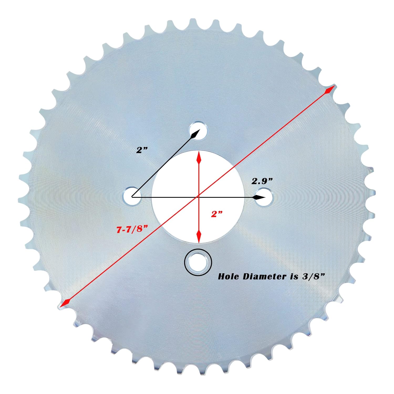 48 Tooth Go Kart Sprocket for #40/41/420 Chain, 2" Bore Heavy Duty Steel Gear for Racing Kart, ATV, Mini Bike, Farm Equipment