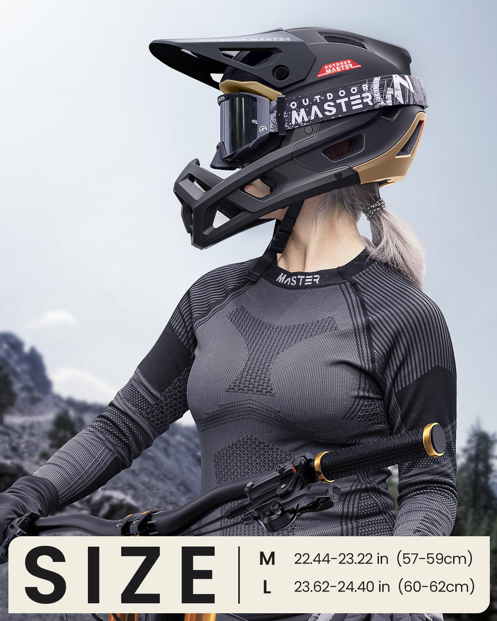 OutdoorMaster Full Face Mountain Bike Helmet for Men & Women-Two Removable Chin Pad Mountain Bike Helmet Grizzly, Ventilation Lightweight Racing Downhill DH BMX MTB Helmet