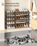 SONGMICS Shoe Rack, 3-Tier Shoe Organizer, Metal Storage Shelf, Upright or Upside Down, for 16-20 Pairs, Stackable, for Entryway, 11.8 x 36.2 x 21.7 Inches, Black ULSA303B02